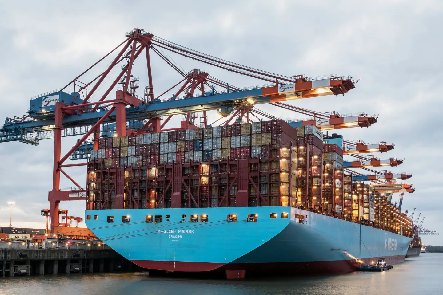 Freight containers stacked at a UAE port terminal
